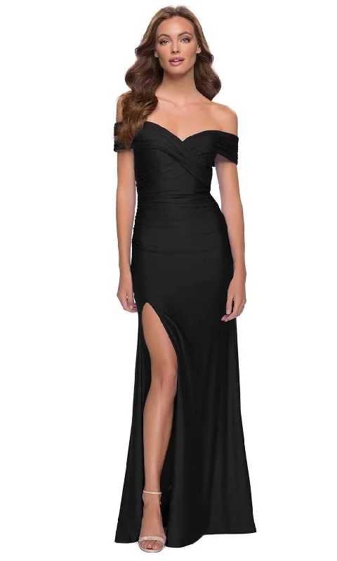 Last Chance La Femme - 29781 Off Shoulder Long Sheath Modest Prom Dress