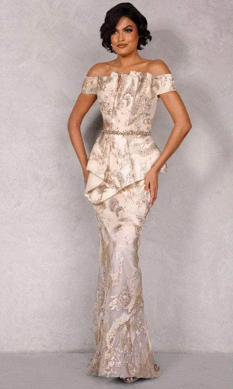 Loyalty Reward Terani Couture 2111E5285 - Off-Shoulder Pleated Neckline Long Dress