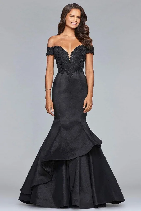 Reduced Prices Faviana Plunging Fitted Off Shoulder Mermaid Gown 10103 - 1 pc Black In Size 14 Available Reduced Prices Faviana Plunging Fitted Off Shoulder Mermaid Gown 10103 - 1 pc Black In Size 14 Available