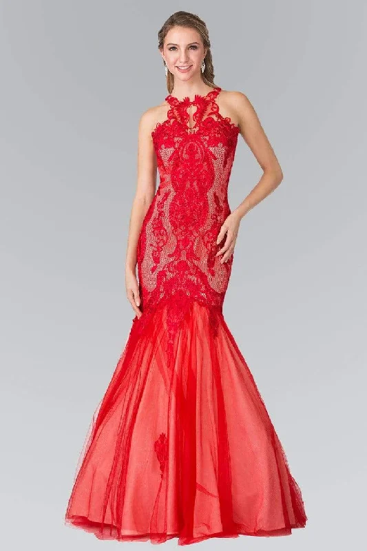 Best Deals Elizabeth K - GL2219 Laced Halter Tulle Mermaid Dress