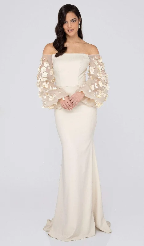 Stock Clearance Terani Couture - 1911E9128 Off-Shoulder Floral Mother of the Bride Gown