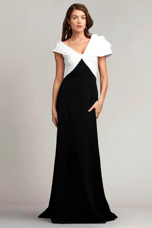 Deal Mania Tadashi Shoji BOS23004L - Puff Sleeve V-Neck Long Dress