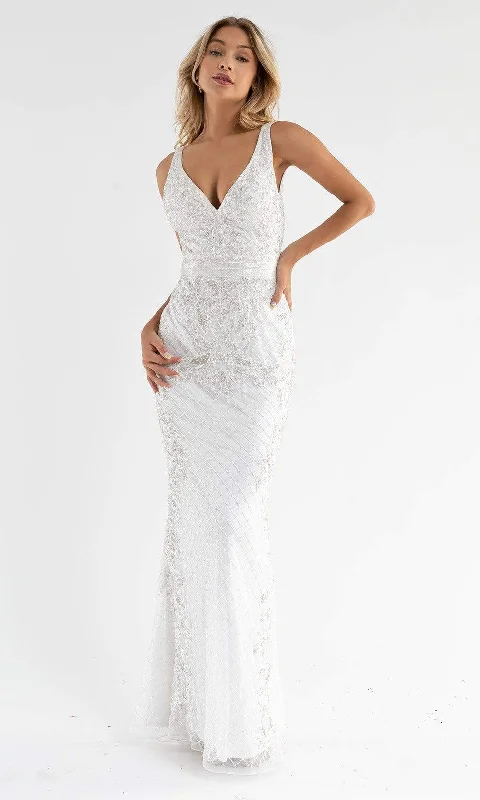 Limited Edition Primavera Couture - 3741 V-Neck Beaded Lace Long Gown