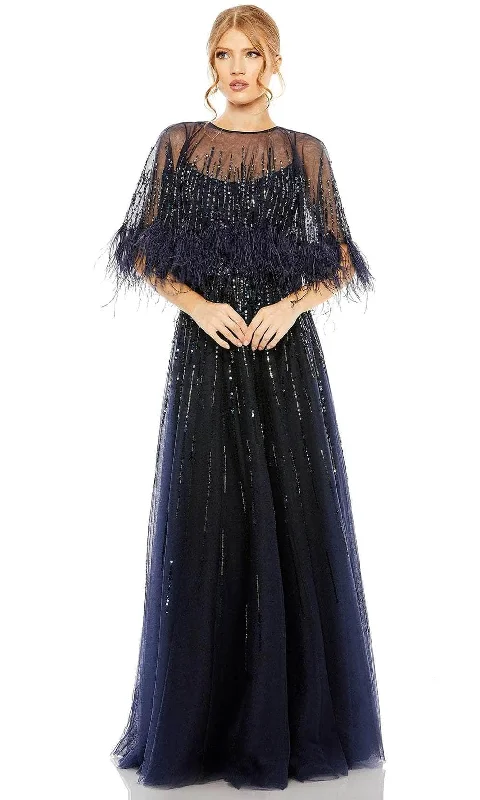 Super Sale Mac Duggal 42098 - Feather Detail Cape Evening Dress
