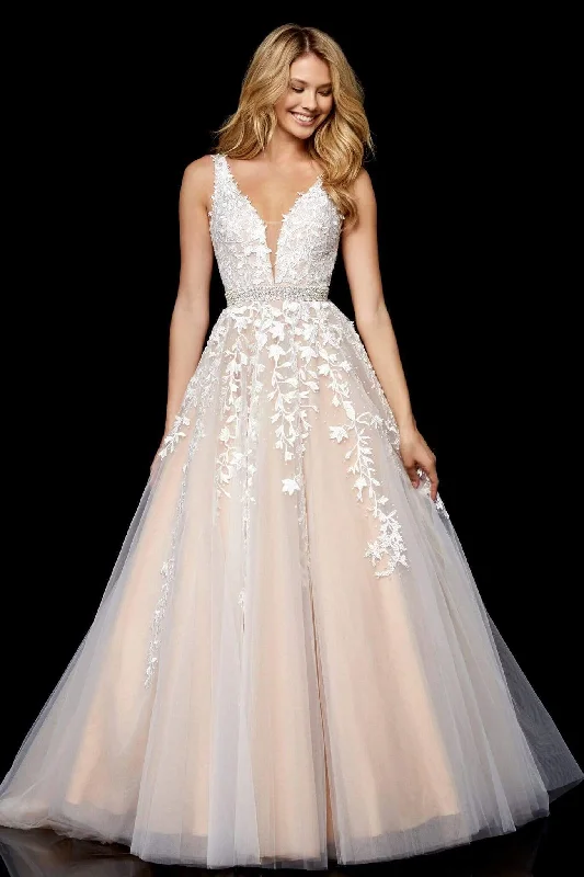 Customer Appreciation Sale Sherri Hill - 11335 Beaded Embroidered Tulle V Neck A Line Dress