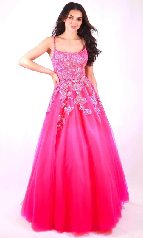 Online Specials Ava Presley 27765 - Sequin Appliqued Scoop Prom Gown