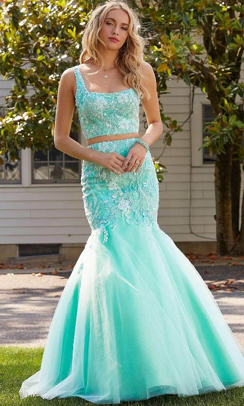 Super Sale Mori Lee 47043 - Two-piece Sleeveless Square Neck Long Gown