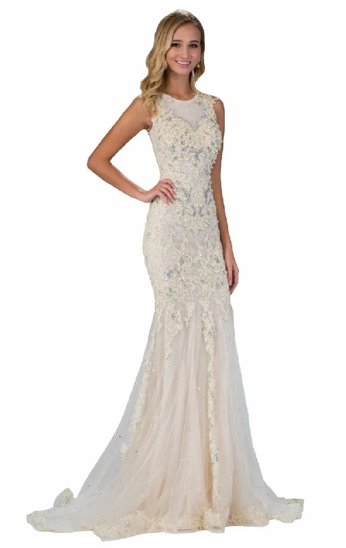 Season Finale Sale Elizabeth K Bridal - GL1344 Bead and Pearl Embellished Jewel Neckline Jersey Gown Season Finale Sale Elizabeth K Bridal - GL1344 Bead and Pearl Embellished Jewel Neckline Jersey Gown