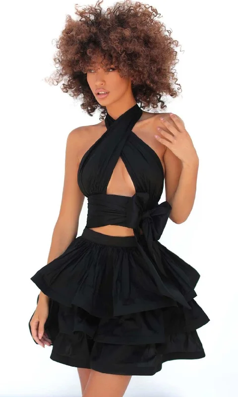 Midnight Madness Tarik Ediz - 51167 Halter Bow Accent Dress