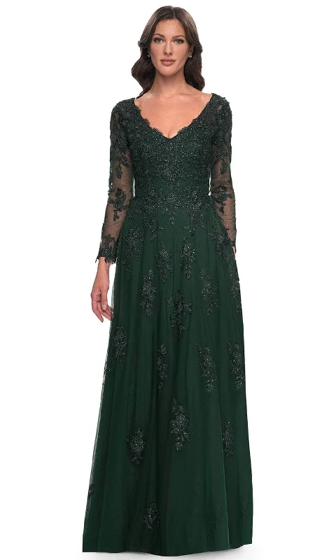 Discount Deals La Femme 30795 - Long Sleeve Tulle Evening Dress