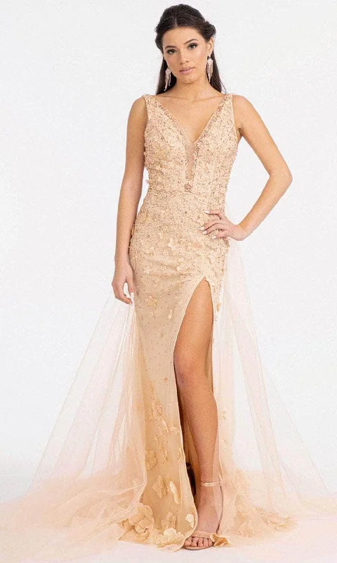 Online Only GLS by Gloria GL3011 - V-Neck Overskirt Prom Gown