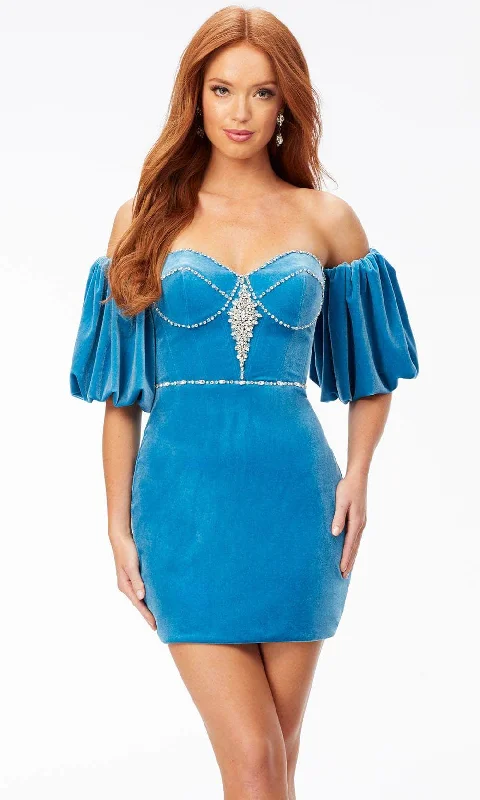 Exclusive Online Offer Ashley Lauren 4525 - Detachable Puff Sleeves Cocktail Dress
