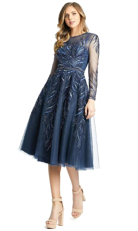 Year-End Clearance Mac Duggal - A11136 Embroidered Long Sleeve A-Line Dress