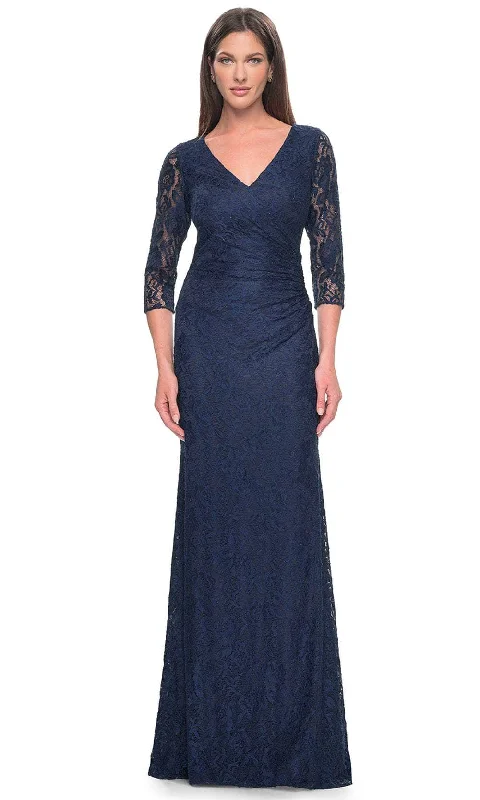 Overstock Sale La Femme 30379 - V-Neck Lace Formal Dress