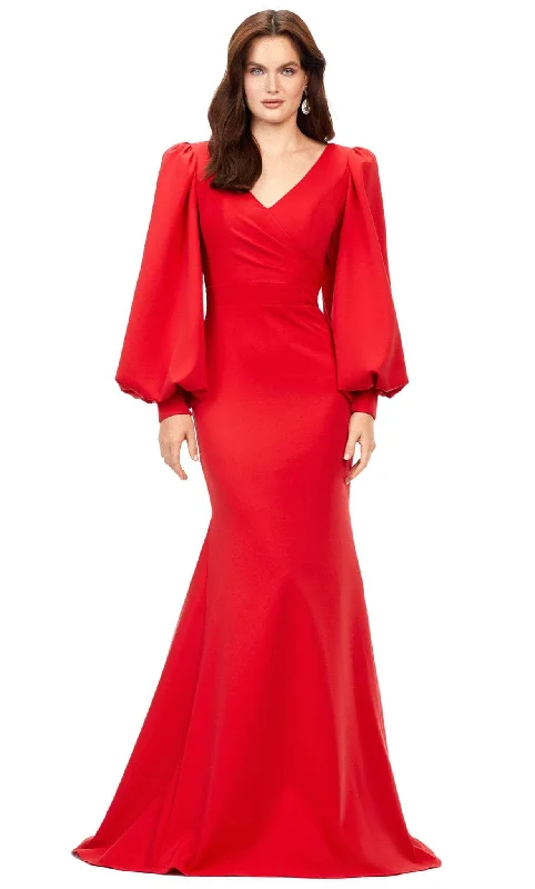 Price Meltdown Ashley Lauren 11345 - Bishop Sleeve V-Neck Prom Gown