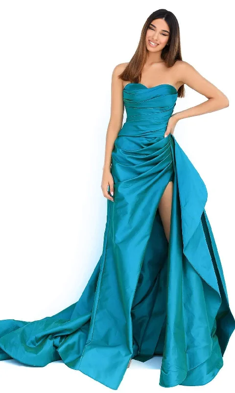 Special Offer Tarik Ediz - 50868 Strapless Sweetheart Pleated Bodice High Slit Gown Special Offer Tarik Ediz - 50868 Strapless Sweetheart Pleated Bodice High Slit Gown