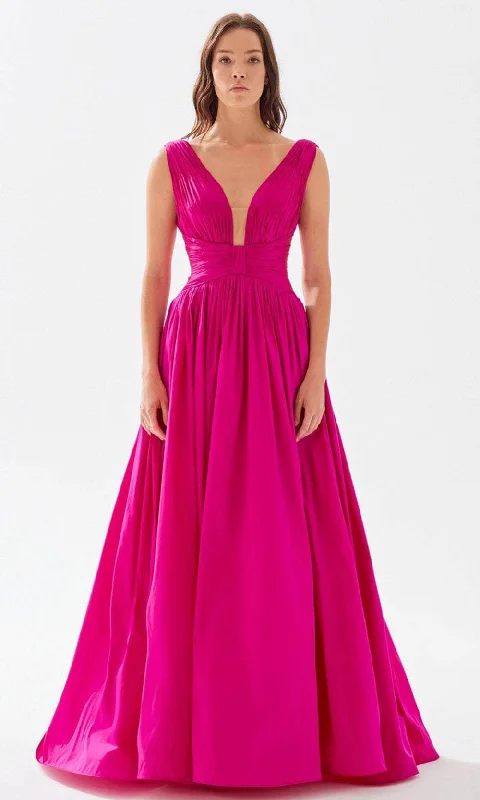 Midnight Madness Tarik Ediz 52062 - Ruched Provocative Taffeta Gown