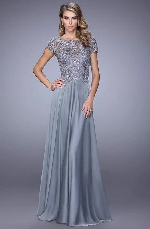 Best Bargains La Femme - 21627 Illusion Lace Chiffon Gown