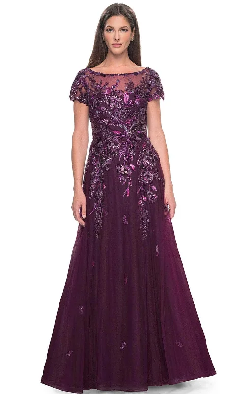 Midnight Sale La Femme 31712 - Floral Lace Applique A-line Evening Dress
