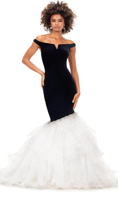 Unmissable Offer Ashley Lauren 11312 - Velvet-Organza Combo Mermaid Gown