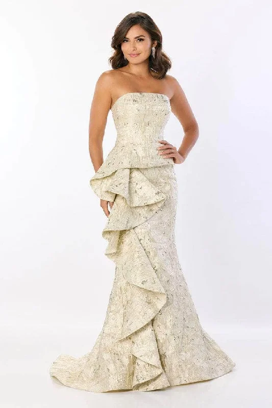 Amazing Deals Montage by Mon Cheri M2225 - Ruffle Detailed Straight Neck Gown