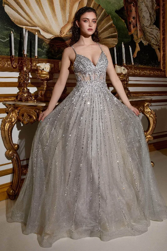 Big Discounts Ladivine CD994 - Applique A-Line Long Prom Dress