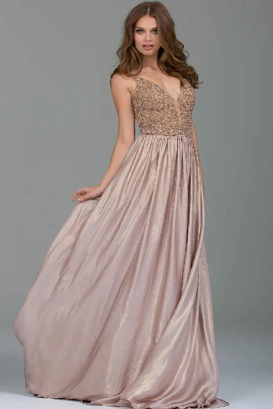 Buy Now Jovani Jewel-Crusted Plunging V-Neck A-Line Gown 42610 - 1 pc Blush In Size 18 Available Buy Now Jovani Jewel-Crusted Plunging V-Neck A-Line Gown 42610 - 1 pc Blush In Size 18 Available