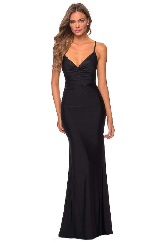 Price Blitz La Femme - 28984 Strappy V-Neck Sheath Dress