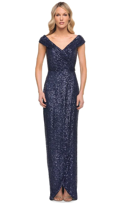 YEAR-End Sale La Femme 30326 - Ruched V-Neck Long Mother of the Groom Dress