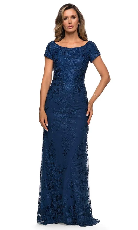Online Specials La Femme - 27842 Lace Scoop Neck Sheath Dress
