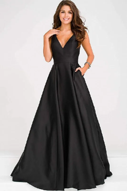 Epic Deals JVN by Jovani - Satin Spaghetti Straps V Neckline Prom Dress JVN48791