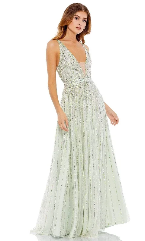 Shop and Save Mac Duggal - 10700 Sequined Deep V-Neck Junior Prom A-Line Gown