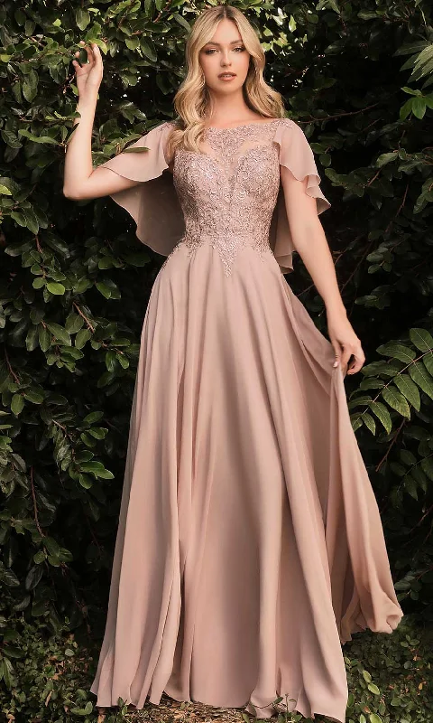 Special Savings Ladivine HT101 - Illusion Bateau Chiffon Formal Dress