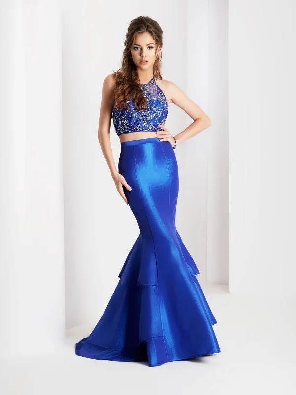 Flash Deals Clarisse - 3488 Halter Neck Two-Piece Taffeta Gown