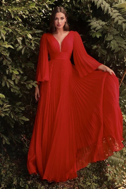 Instant Discount Pleated Bell Sleeve Gown by Cinderella Divine CD242