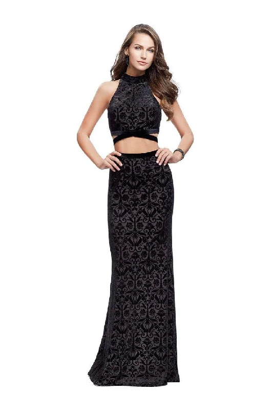 Now or Never La Femme - 25589 High Neck Two-Piece Velvet Sheath Gown