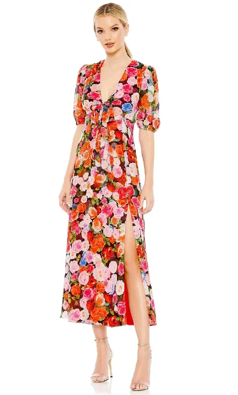 Inventory Reduction Ieena Duggal 55626 - Floral Print Chiffon Dress