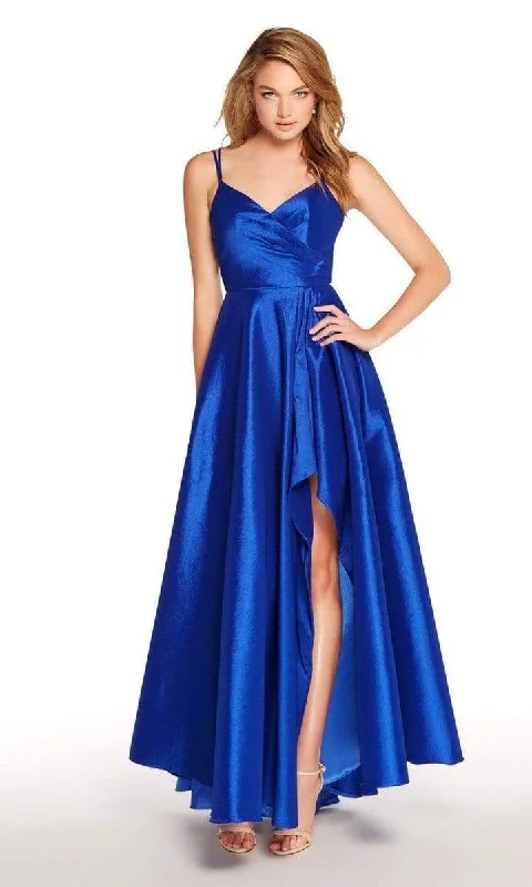 Early Access Alyce Paris - Surplice Bodice Taffeta High Slit A-Line Gown 60094