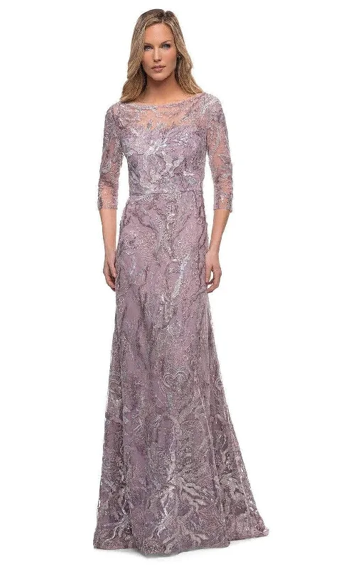 Major Savings La Femme - 29233 Sheer Sleeve Embroidered A-line Gown
