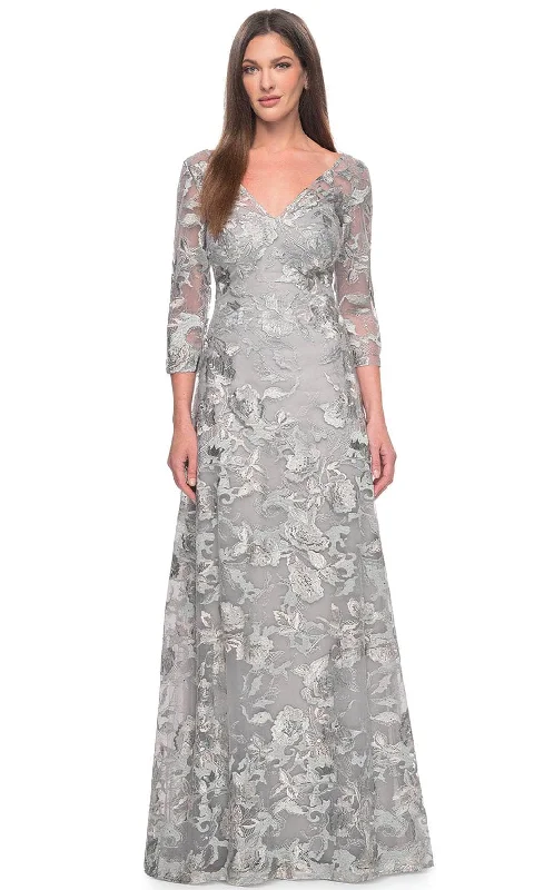 Daily Deals La Femme 30062 - Embroidered Quarter Sleeve Prom Gown