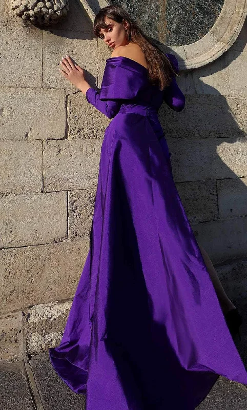YEAR-End Clearance MNM Couture K4030 - V-Neck Side Overskirt Cocktail Dress
