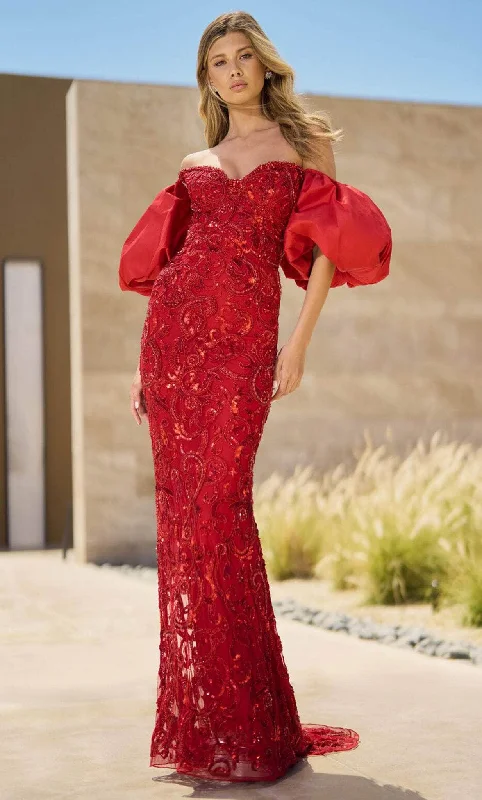 Today Only Sherri Hill 55646 - Balloon Sleeve Sweetheart Long Gown