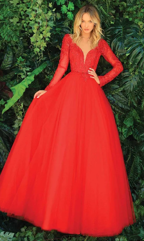 Instant Discount Clarisse - 810289 Long Sleeve Voluminous A-Line Gown