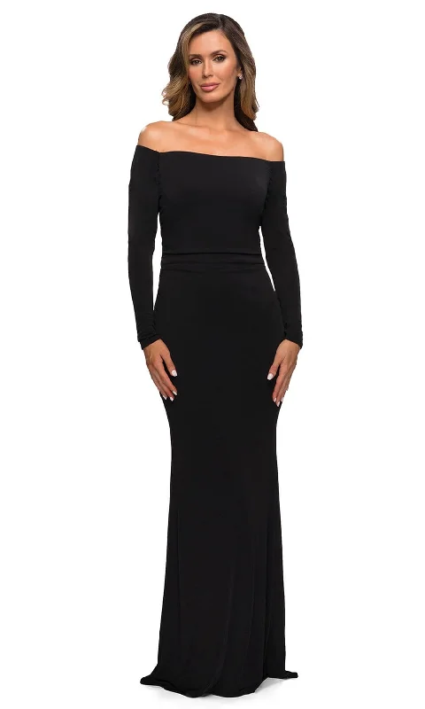 Quick Sale La Femme - 28054 Off Shoulder Long Sleeves Dress