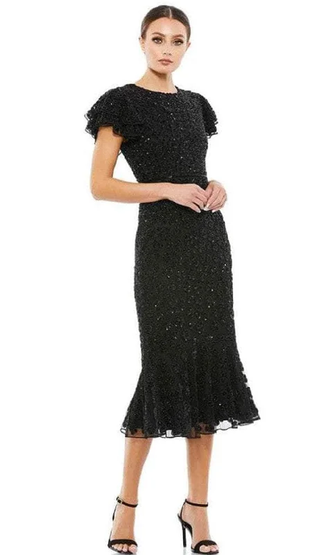 Stock Clearance Mac Duggal 10771 - Jewel Neck with Bell Sleeves Formal Dress