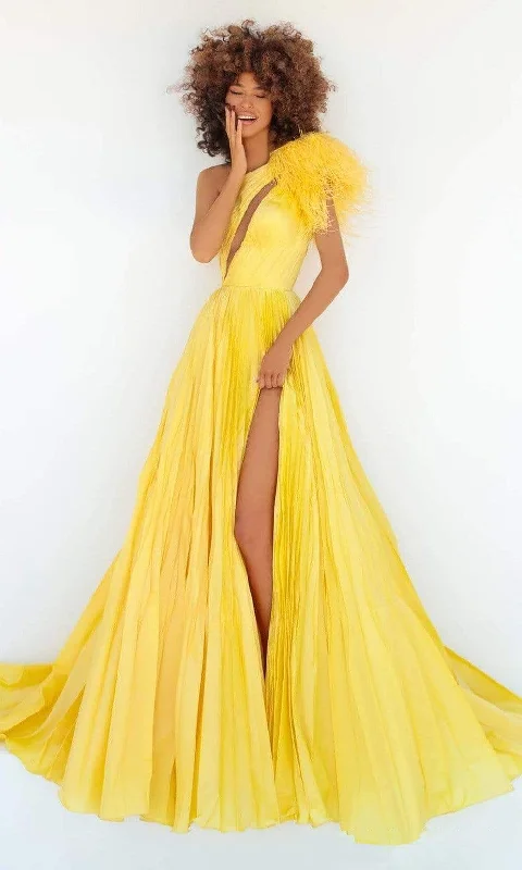 Mega Sale Tarik Ediz - 51013 Feather Draped Cutout Gown