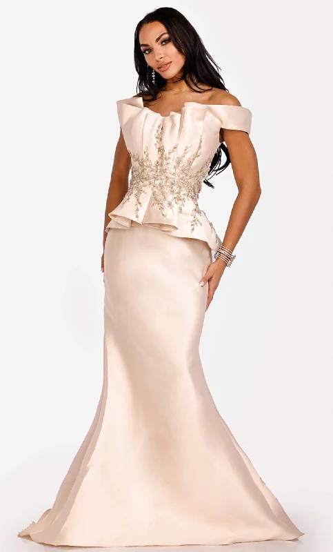 Midnight Madness Terani Couture 231E0509 - Adorned Peplum Evening Gown