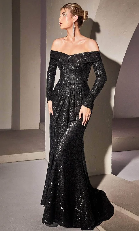 Lowest Prices Ladivine CH135 - Draped Sequin Evening Gown