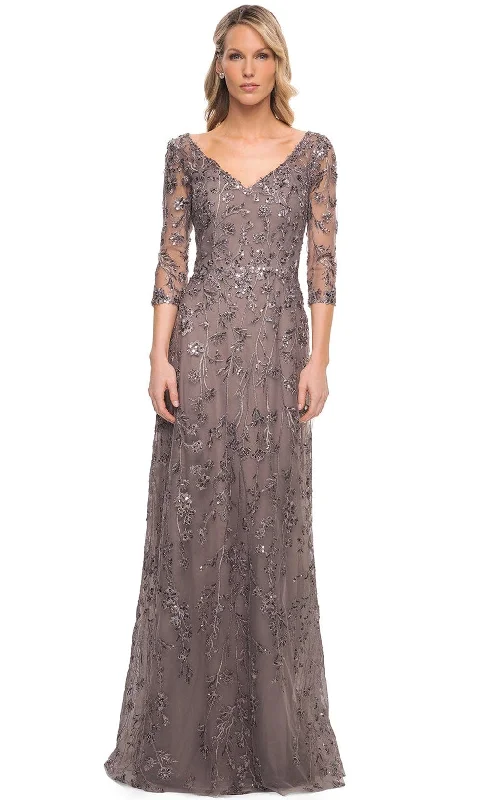 Best Bargains La Femme 29994 - Embellished V-Neck Sheath Mother of the Bride Dress