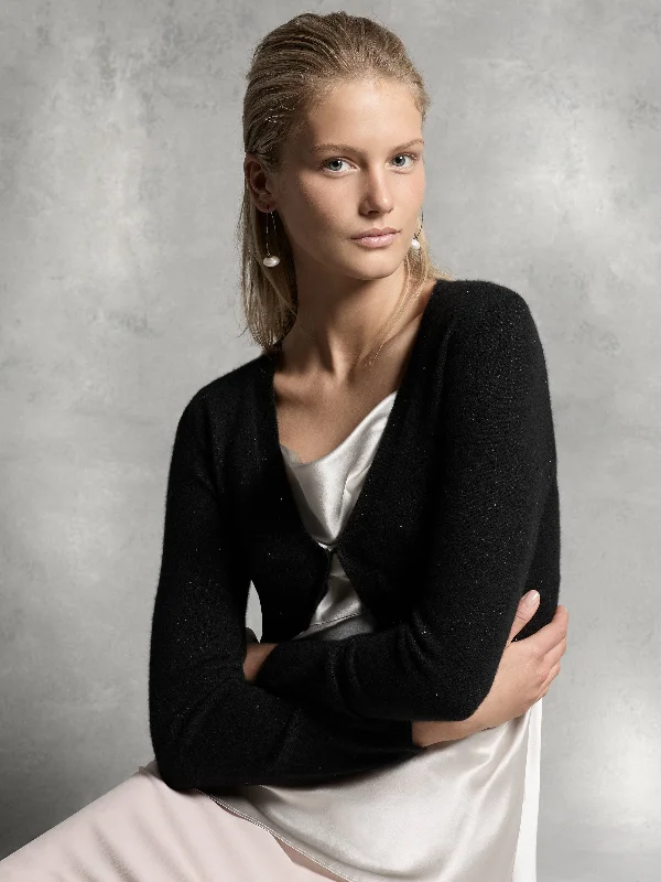 Clearance Sale Sparkle Cashmere Bolero - Black & Oyster